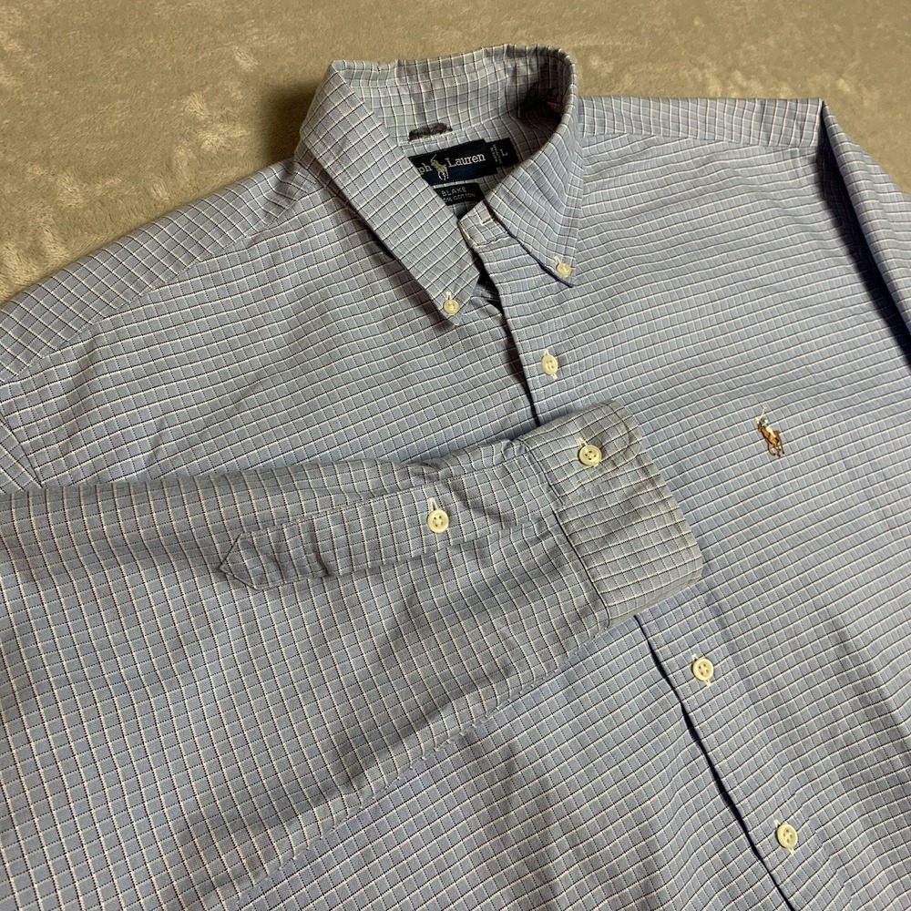 Polo Ralph Lauren Blake Shirt Mens Large Blue Check Button Down Long Sleeve